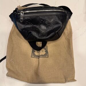 Gucci Black Perforated Leather Belt Bag